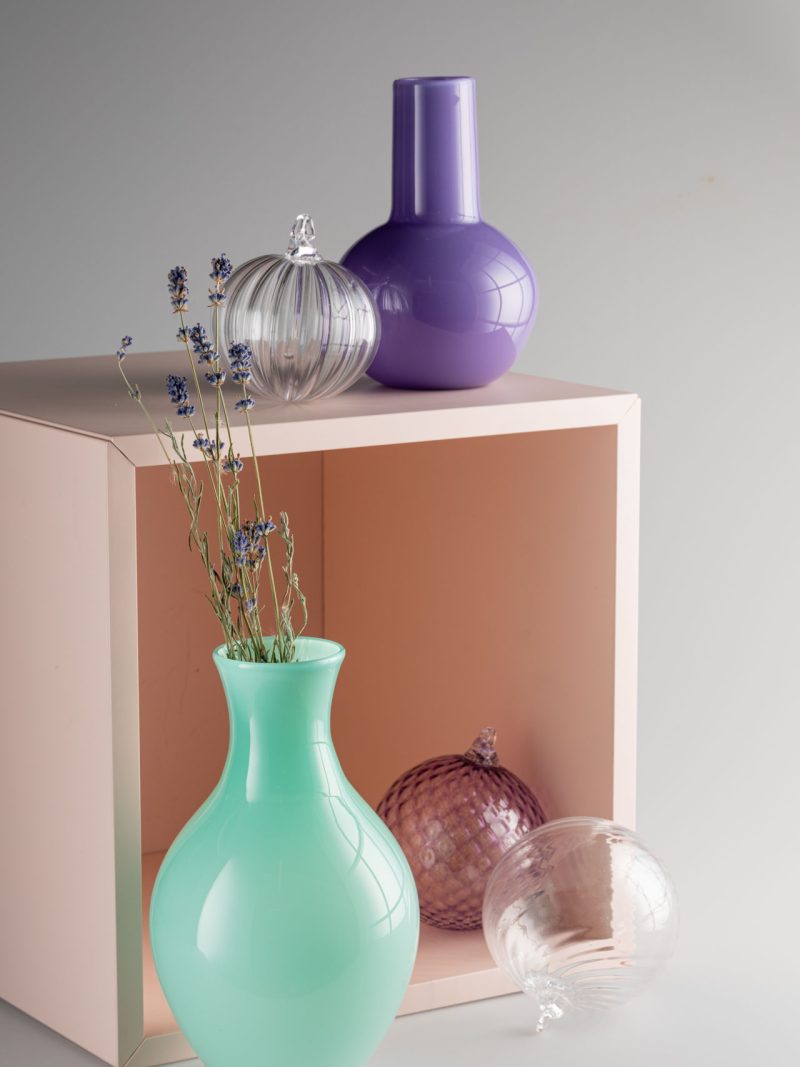 Florist vase mint green Katztudio Contemporary hand blown glass
