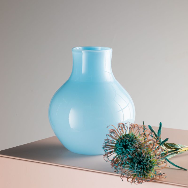 Forget Me Not Blue Florist Vase Katztudio hand blown glass
