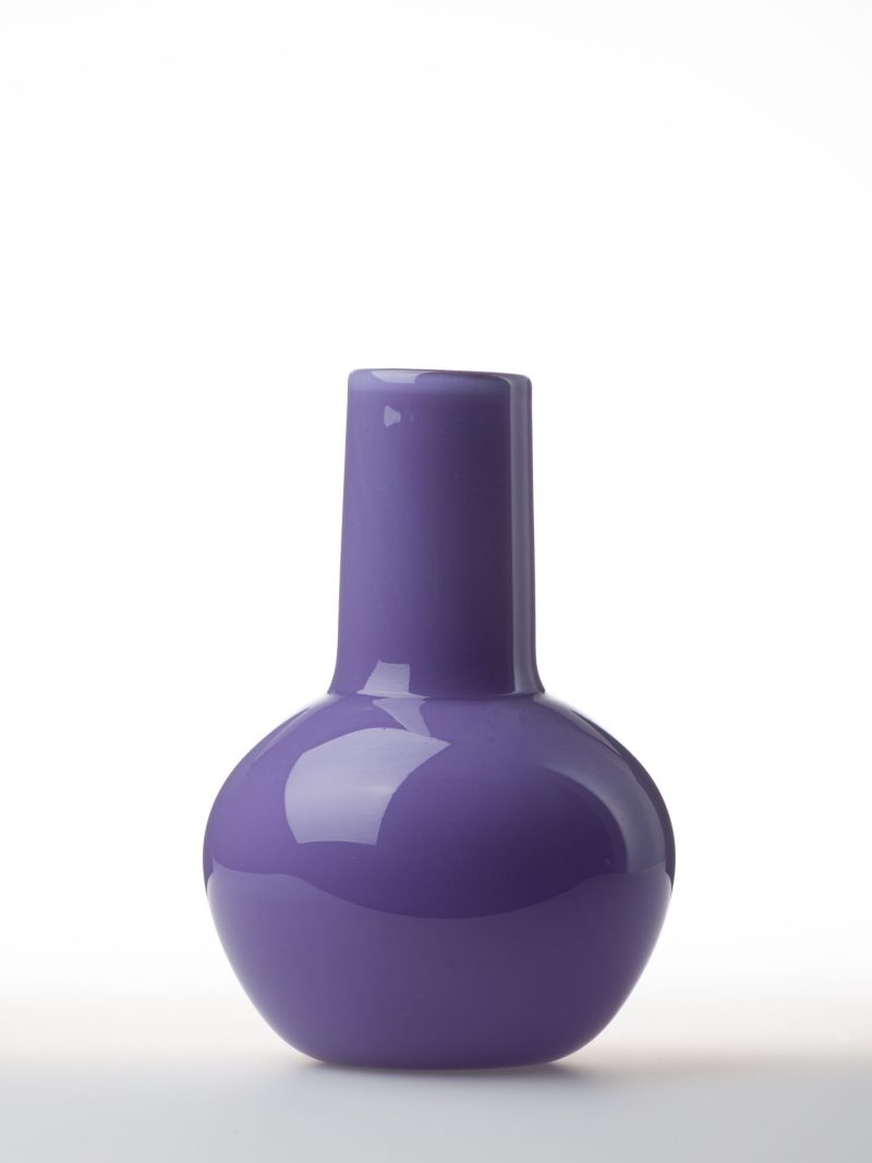 Mdium long neck Florist vase purple - Katztudio Glassworks